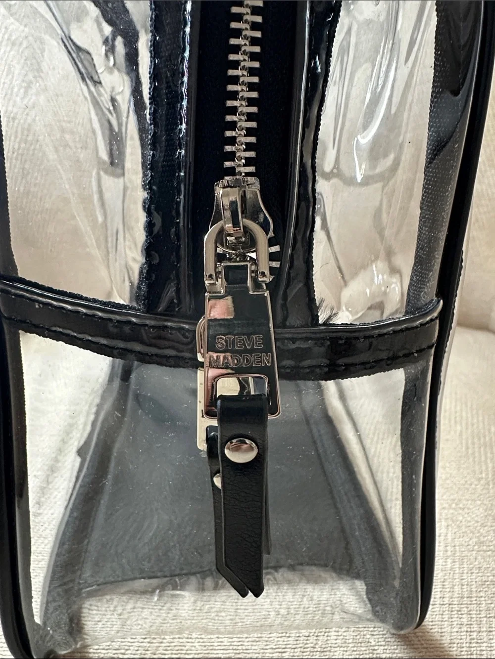 Steve Madden Clear Tote with Black Trim and Handles